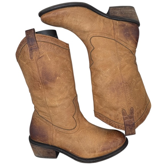 Jessica Simpson Women’s Distressed Tan Western Boots - Size 9 (10” heel - toe) - Picture 3 of 12